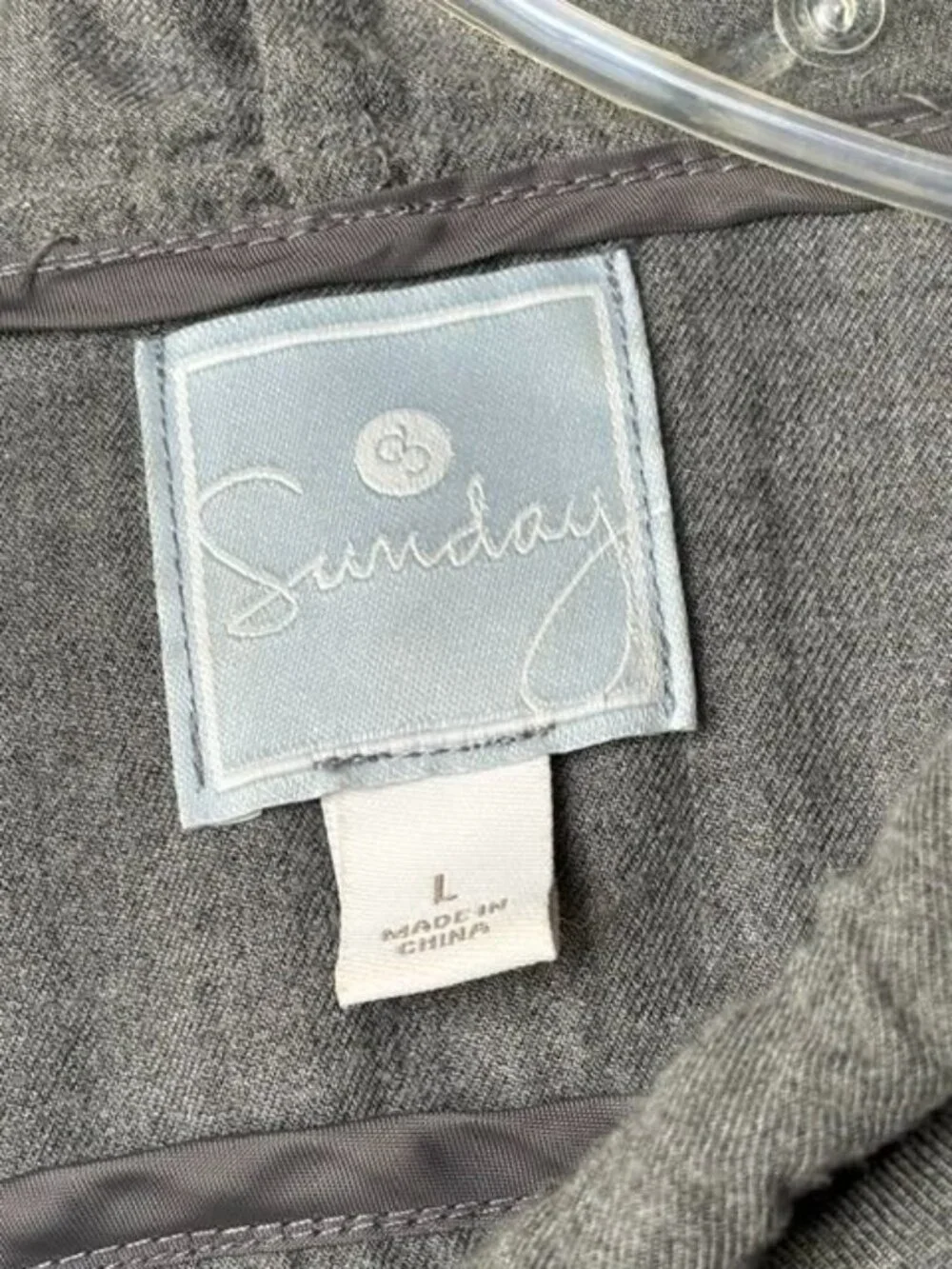 Sunday Hooded Utility Jacket Gray Rayon Lightweight Anorak Drawstring Women's L